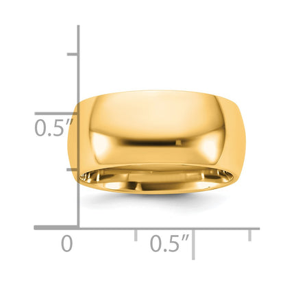 14K Yellow Gold 9mm Standard Comfort Fit Wedding Band Ring