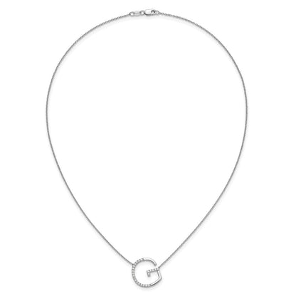 14K White Gold Sideways Diamond Initial G 18 Inch Necklace
