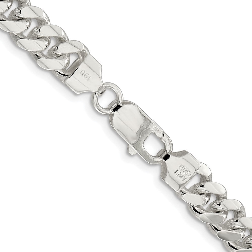 Sterling Silver Rhodium-plated 7.8mm Polished Domed Curb 26 Inch Chain