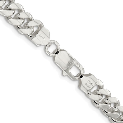 Sterling Silver Rhodium-plated 7.8mm Polished Domed Curb 26 Inch Chain