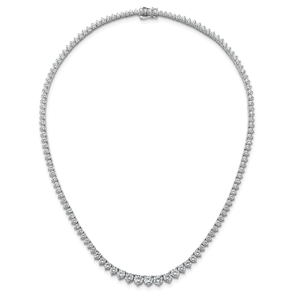 14K White Gold 15 1/10 carat Lab Grown Diamond VS+ F+ Complete Round 16 Inch Graduated Tennis Necklace
