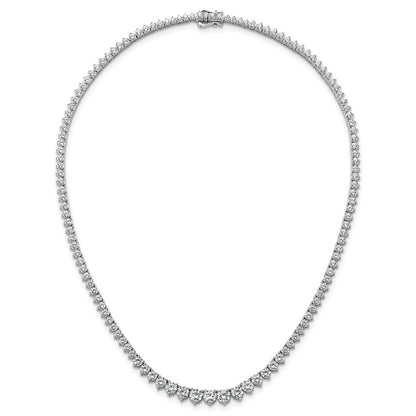 14K White Gold 15 1/10 carat Lab Grown Diamond VS+ F+ Complete Round 16 Inch Graduated Tennis Necklace