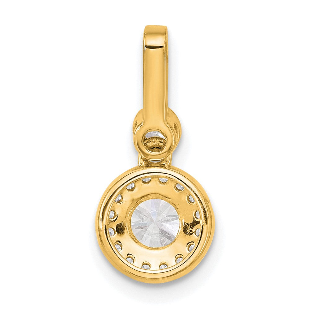 14K Yellow Gold 1 carat Lab Grown Diamond VS/SI+ G+ Round Complete Halo Pendant