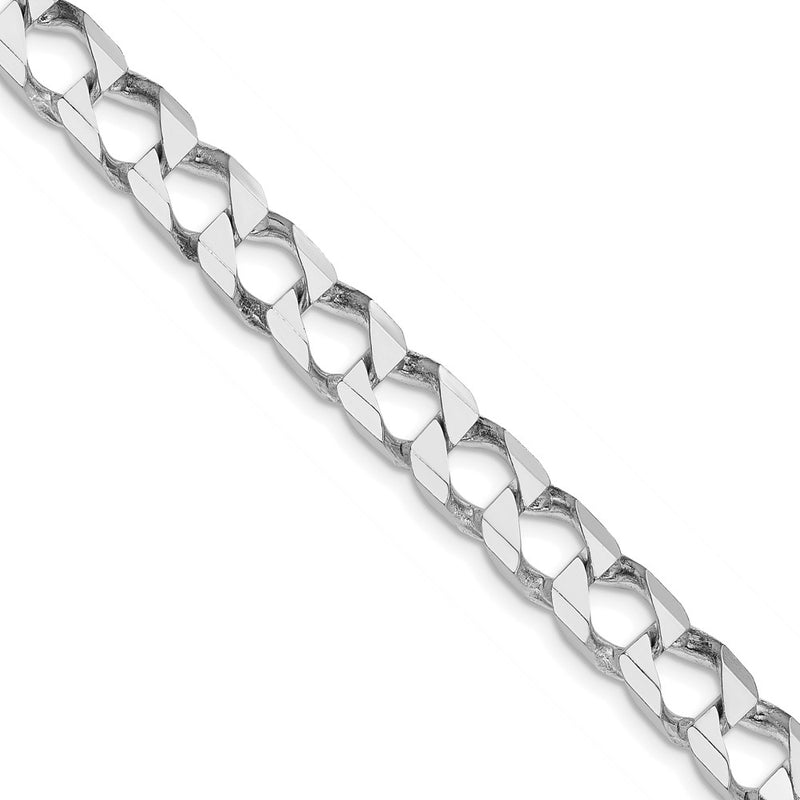 Sterling Silver Rhodium-plated 7.2mm D/C Square Curb 26 Inch Chain