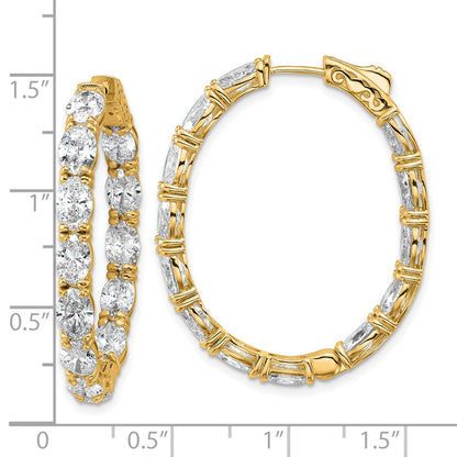 14K Yellow Gold 8 5/8 carat Lab Grown Diamond VS/SI+ G+ Oval and Round Complete In and Out Hoop Earrings