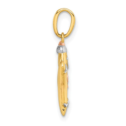 14K Yellow Gold with Rhodium and -plating Polished Gingerbread Man Charm