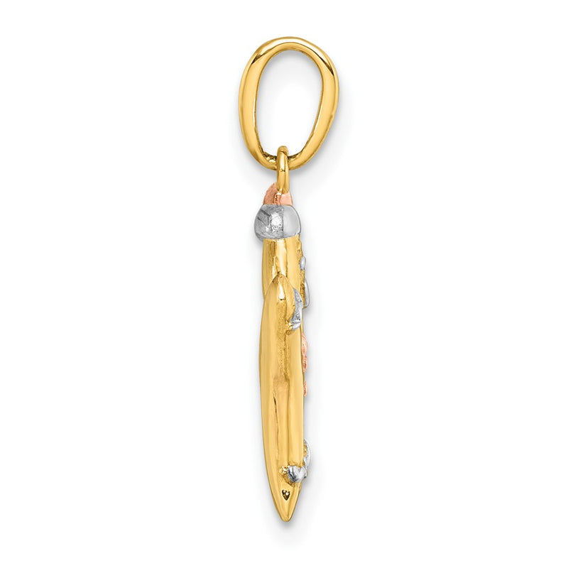 14K Yellow Gold with Rhodium and -plating Polished Gingerbread Man Charm
