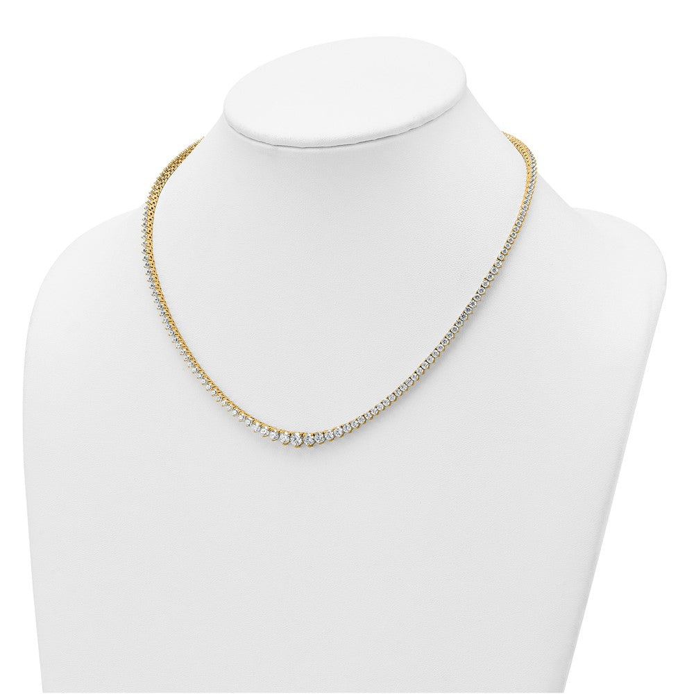 14K Yellow Gold 10 7/8 carat Certified Lab Grown Diamond VS/SI+ G+ Complete Round 18 Inch Graduated Tennis Necklace