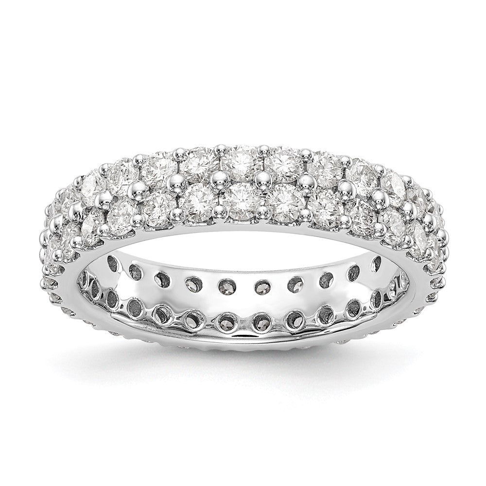 True Origin 14K White Gold 2 carat Lab Grown Diamond VS+ F+ Complete Double Row Size 9.25 Eternity Wedding Band Ring
