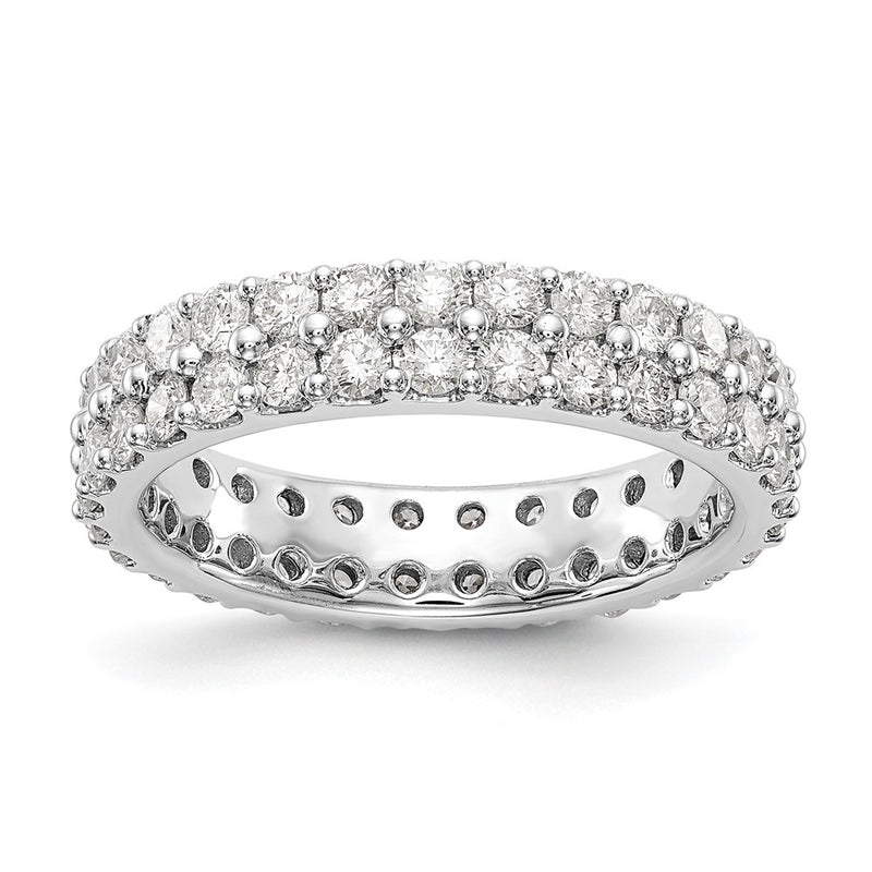 True Origin 14K White Gold 2 carat Lab Grown Diamond VS+ F+ Complete Double Row Size 9.25 Eternity Wedding Band Ring