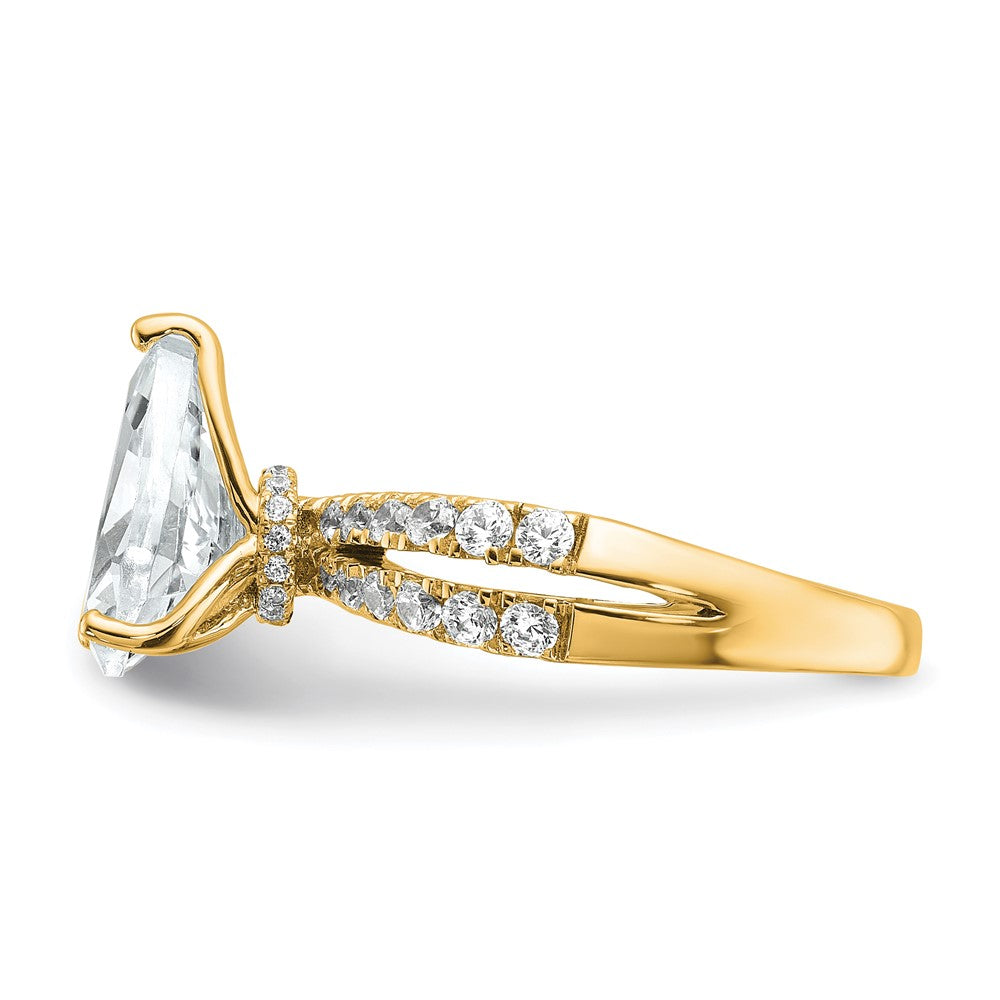 True Origin 14K Yellow Gold 2 5/8 carat Lab Grown Diamond VS+ F+ Complete Pear Engagement Ring