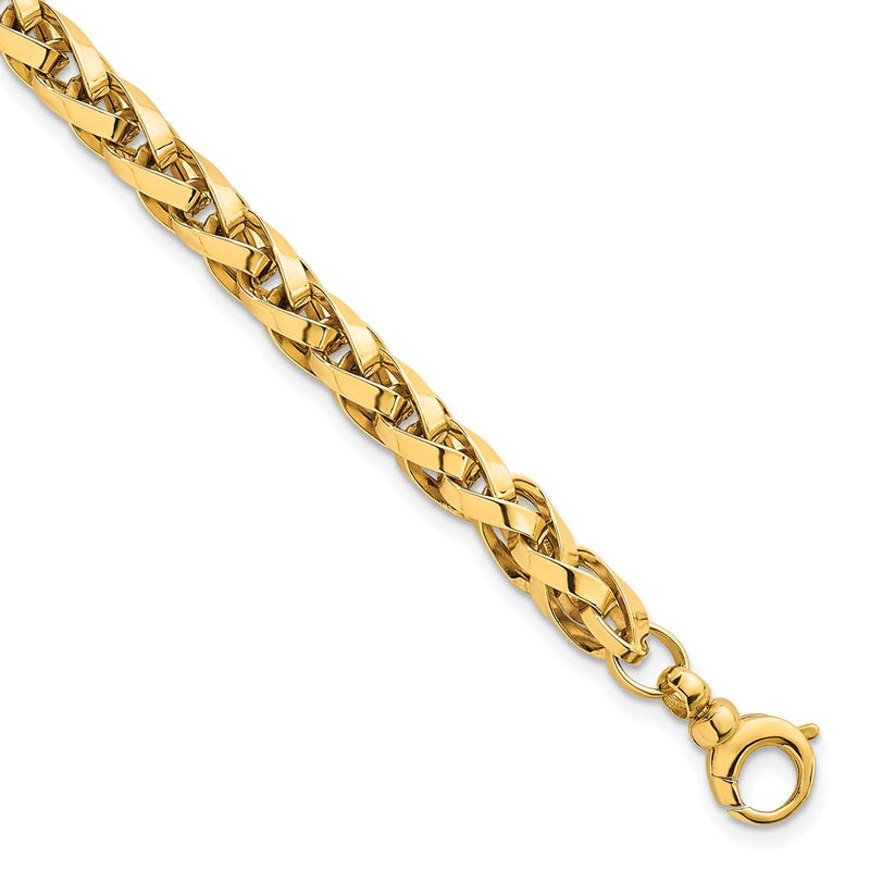 14K Yellow Gold Polished 4.25mm Lightweight Fancy Link Chain Bracelet