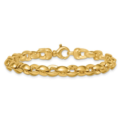 14K Yellow Gold Polished 6.75mm Round Fancy Link 7.5 Inch Bracelet
