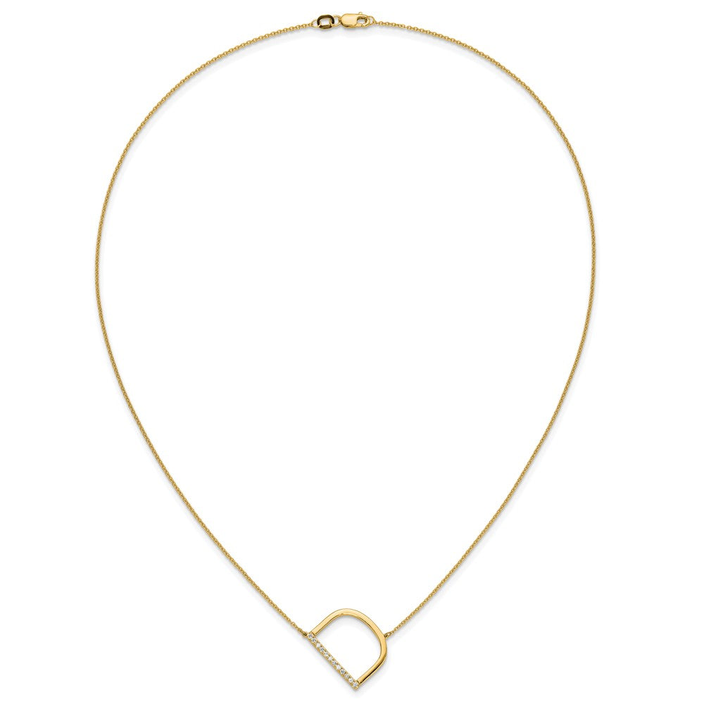 14K Yellow Gold Sideways Diamond Initial D 18 Inch Necklace