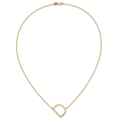 14K Yellow Gold Sideways Diamond Initial D 18 Inch Necklace