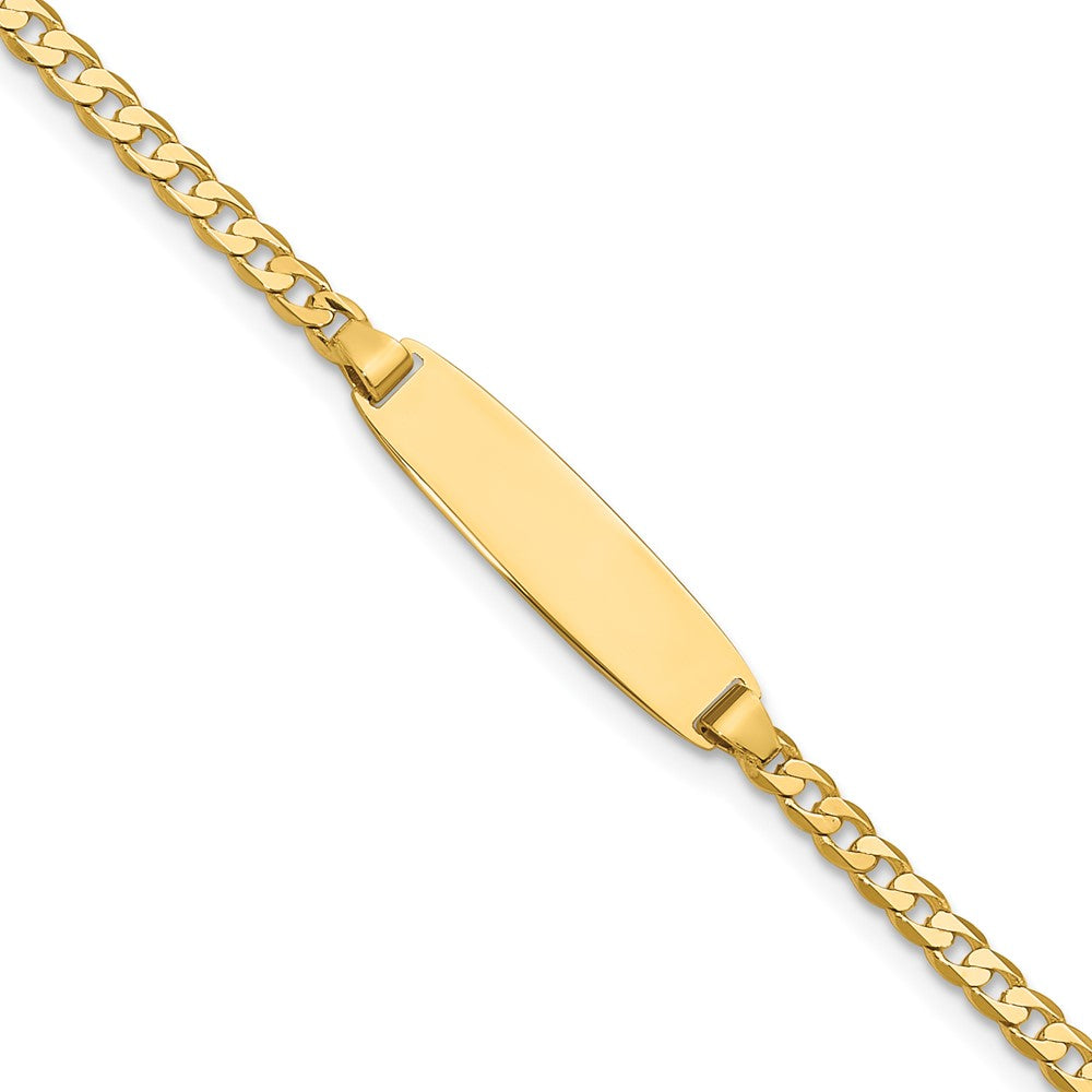 14K Yellow Gold Polished Solid Chain/Solid Plate Curb Link 19.5x5.5mm Plate 8 Inch ID Bracelet