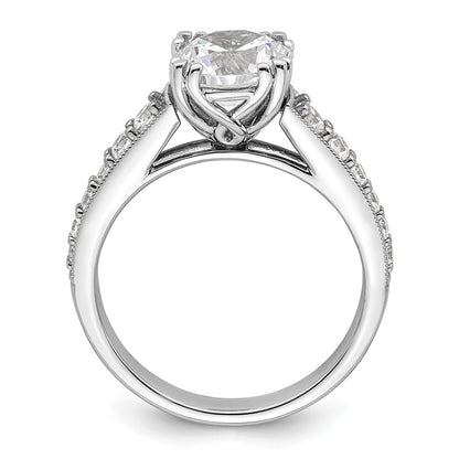 14K White Gold (Holds 2 carat (8.2mm) Round Center) 3/8 carat Diamond Semi-Mount Engagement Ring