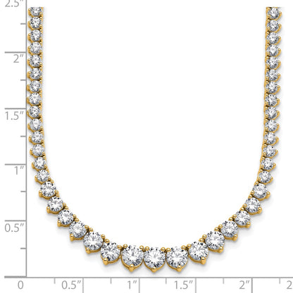 14K Yellow Gold 15 1/10 carat Certified Lab Grown Diamond VS/SI+ G+ Complete Round 16 Inch Graduated Tennis Necklace