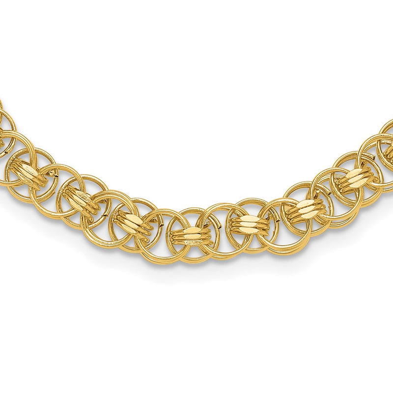 14K Yellow Gold Polished 7.6mm Fancy Double Link 18 Inch Necklace