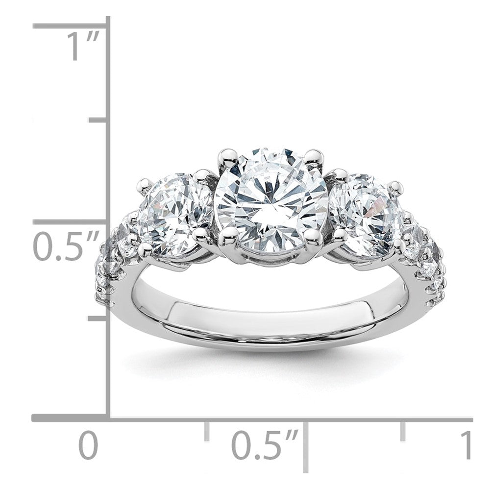 14K White Gold 3 carat Lab Grown Diamond VS/SI+ G+ Round Complete Three Stone Engagement Ring