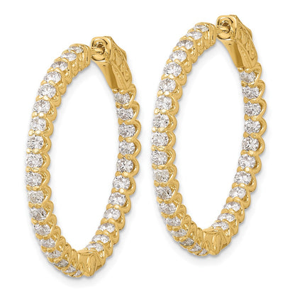 14K Yellow Gold 2.9 carat Diamond In/Out Hoop w/Safety Clasp Earrings