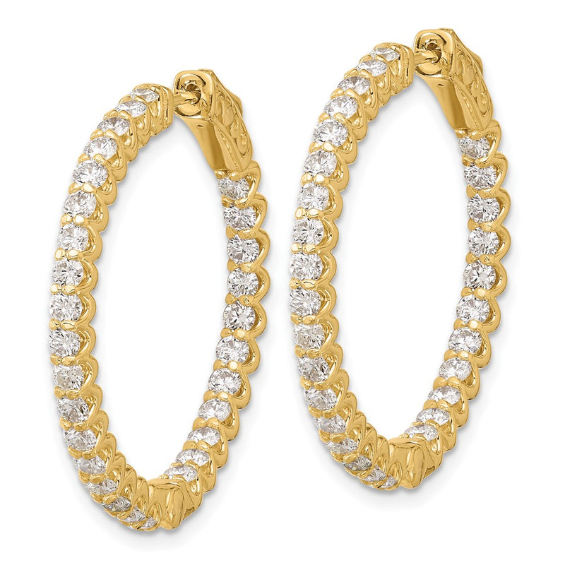 14K Yellow Gold 2.9 carat Diamond In/Out Hoop w/Safety Clasp Earrings