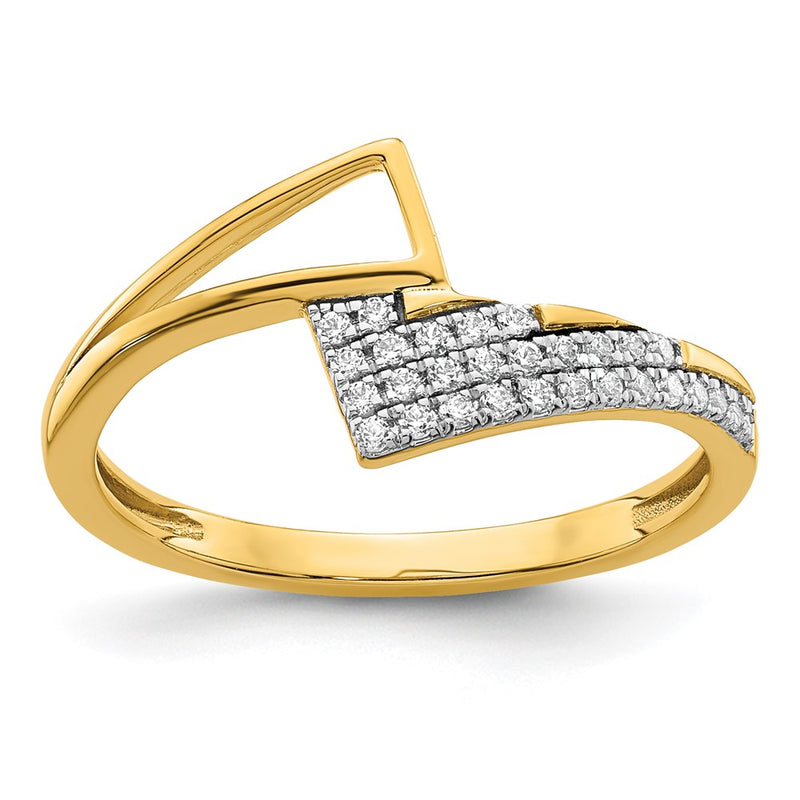 14K Yellow Gold Polished Diamond Geometric Fashion Ring