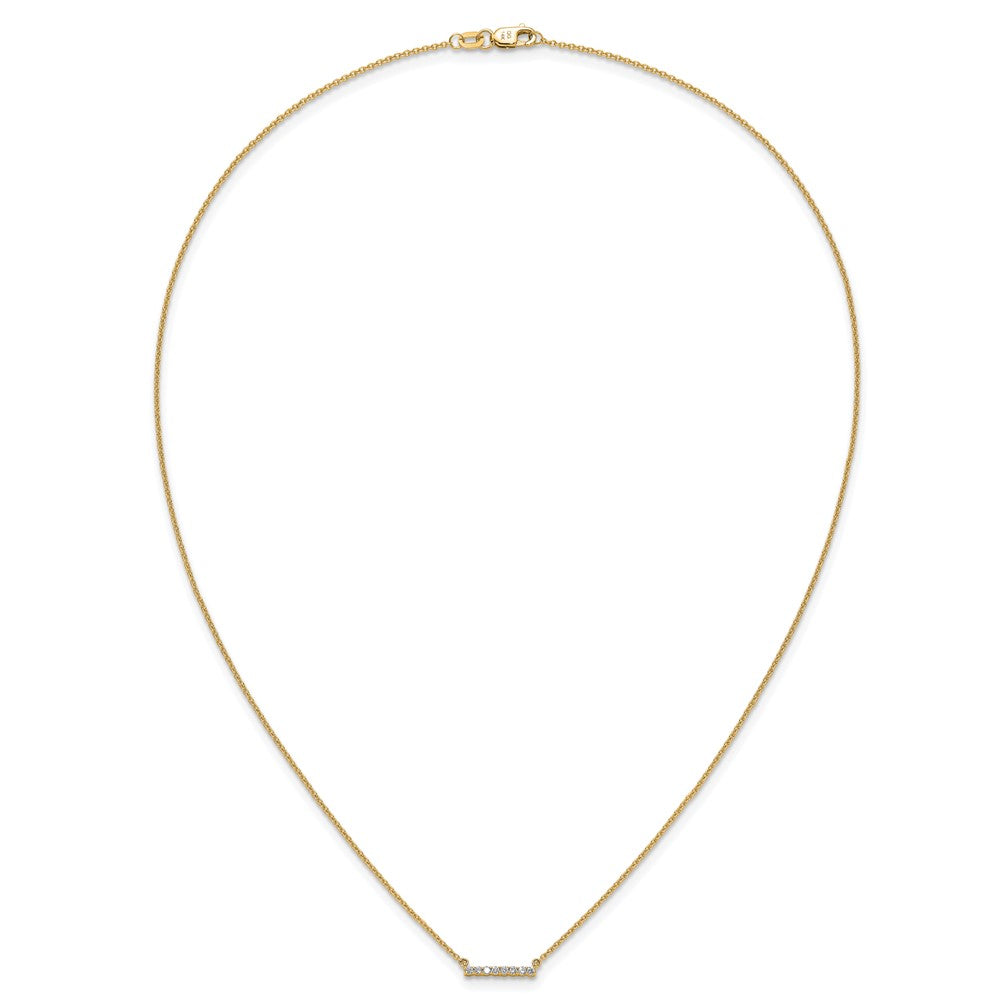 14K Yellow Gold Polished 1/10 carat Diamond Bar 18 Inch Necklace