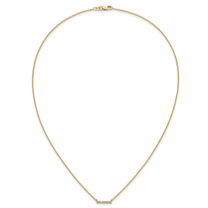 14K Yellow Gold Polished 1/10 carat Diamond Bar 18 Inch Necklace