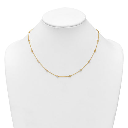 14K Yellow Gold Complete 1/2 carat Bezel-set Diamond and Cable Chain 18-Station 18 Inch Necklace