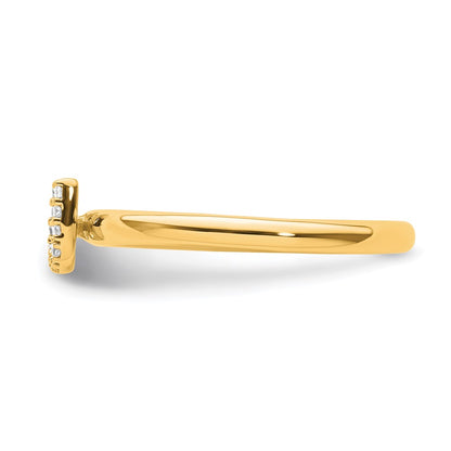 14K Yellow Gold Stackable Diamond Initial U Size 7 Ring