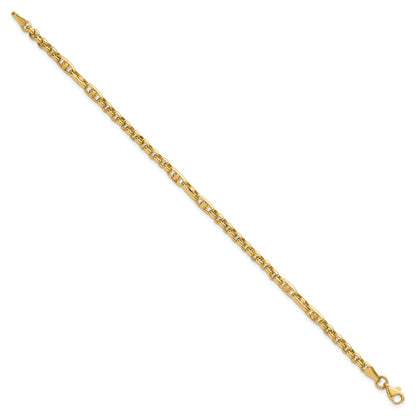 14K Yellow Gold Polished and Diamond-cut 3.9mm Fancy Link 7.5 Inch Bracelet