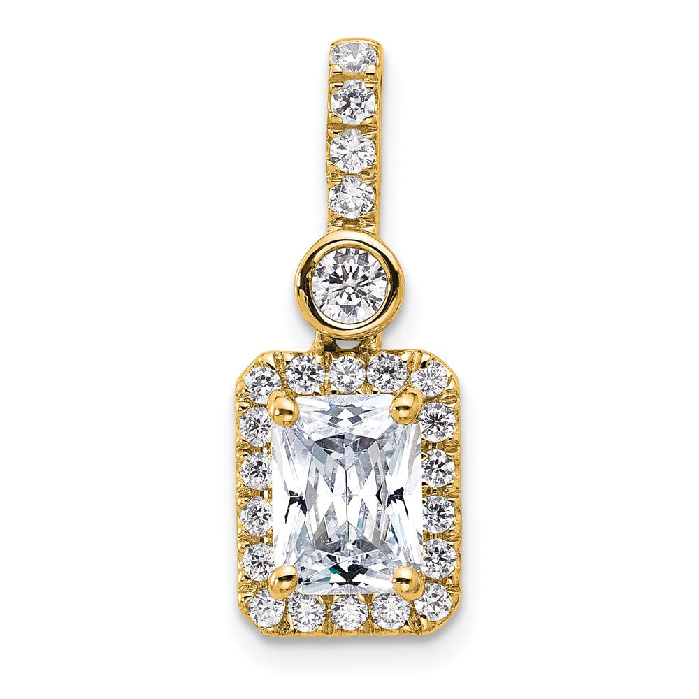 14K Yellow Gold 2 carat Certified Lab Grown Diamond VS+ F+ Radiant Complete Halo Pendant