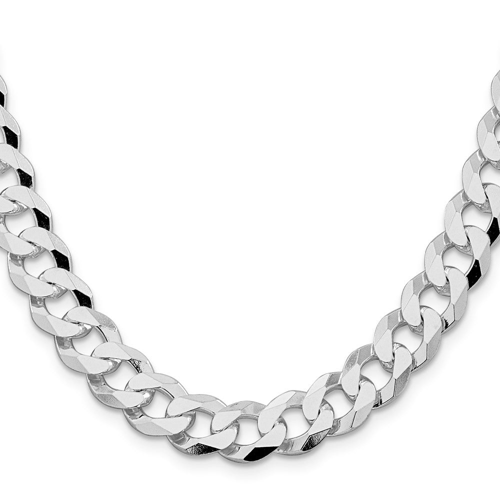 Sterling Silver Rhodium-plated 10.6mm Beveled Curb 26 Inch Chain