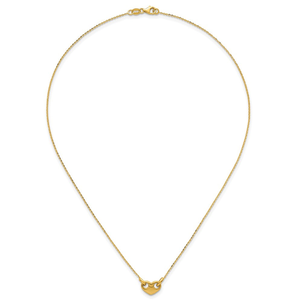 14K Yellow Gold Polished Heart 18 Inch Necklace