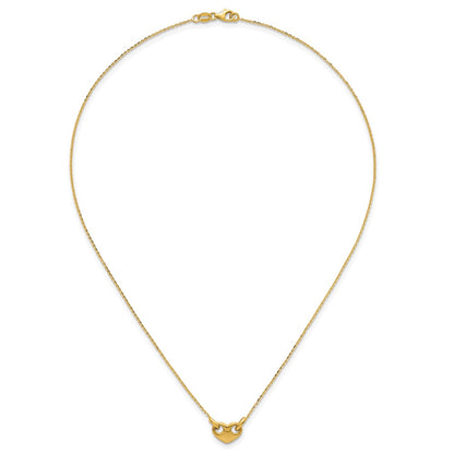 14K Yellow Gold Polished Heart 18 Inch Necklace