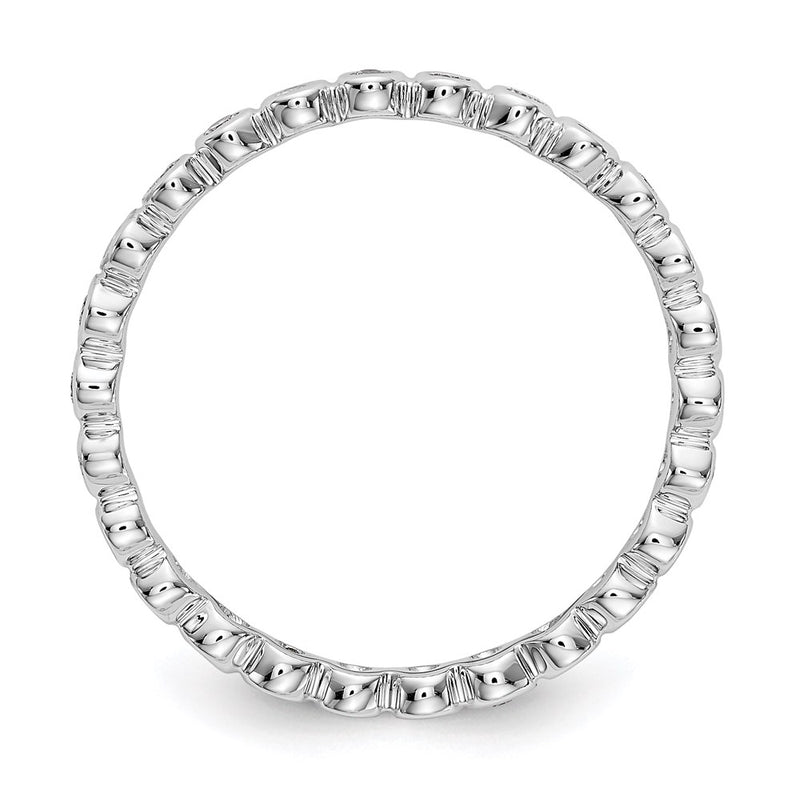 14K White Gold Polished 1/3ct Bezel Set Diamond Eternity Wedding Band Ring