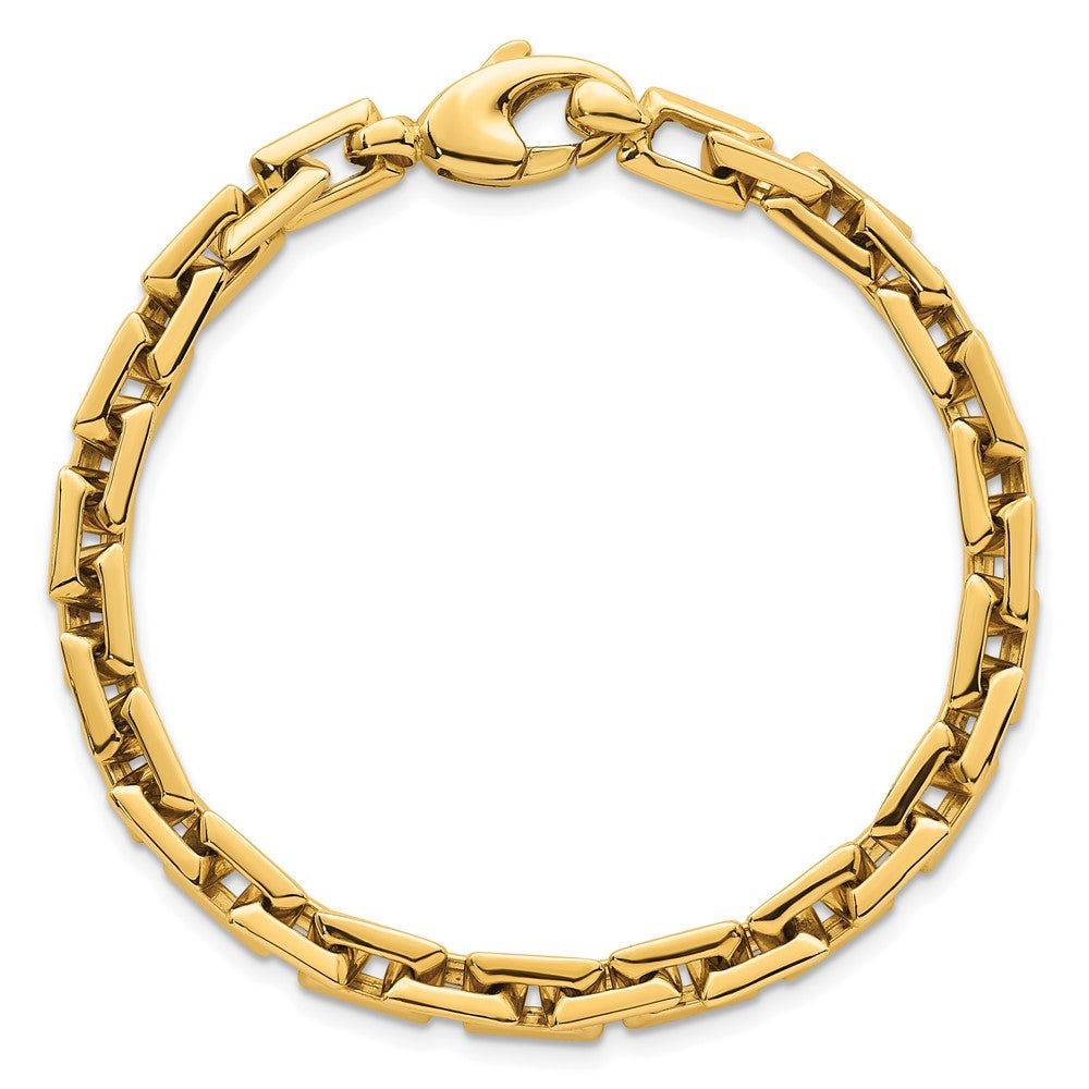 14K Yellow Gold Polished 6.25mm Fancy Square Link 7.25 Inch Bracelet