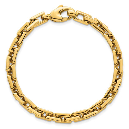 14K Yellow Gold Polished 6.25mm Fancy Square Link 7.25 Inch Bracelet