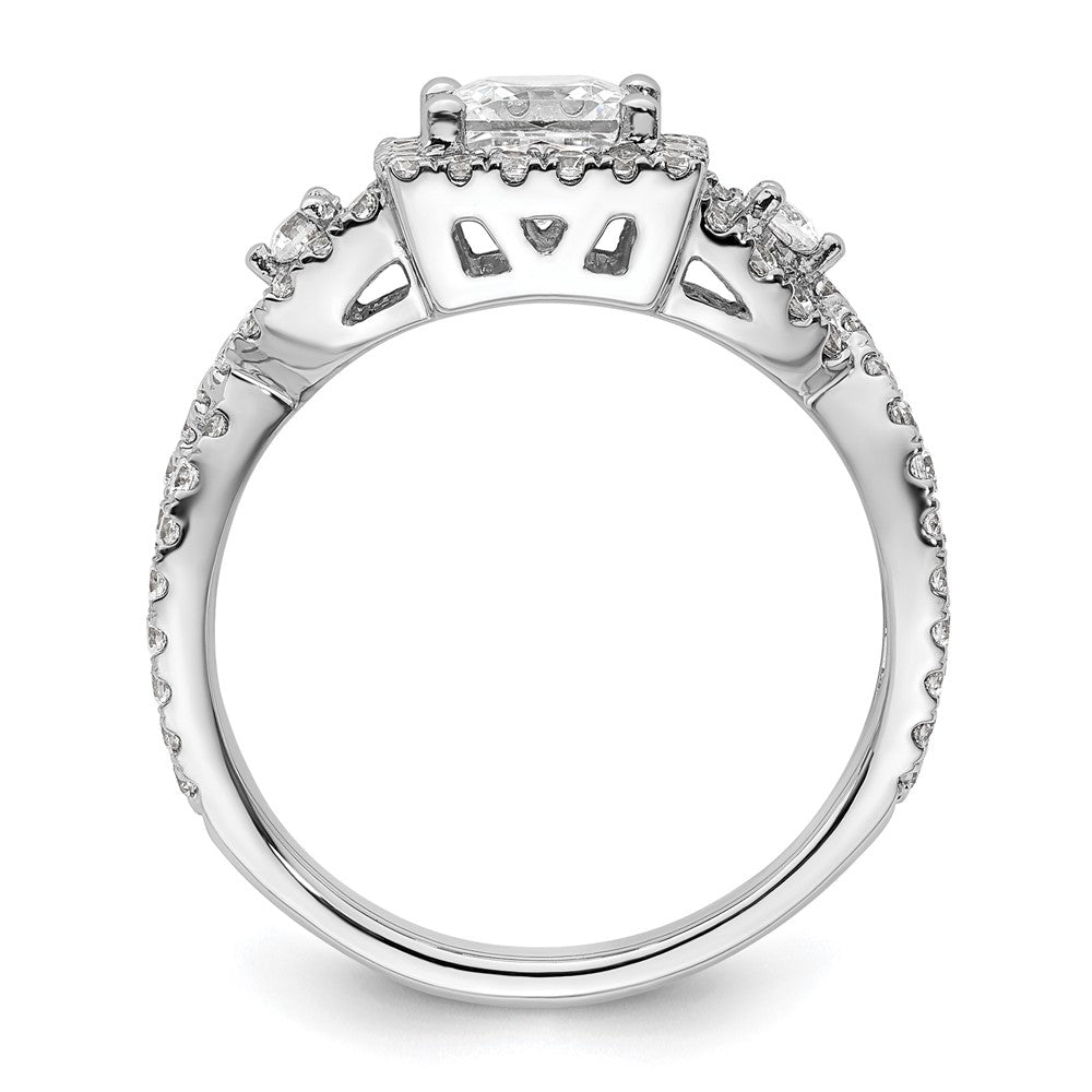 14K White Gold Halo Plus (Holds 3/4 carat (5.00mm) Princess Center) 3/4 carat Diamond Semi-Mount Engagement Ring
