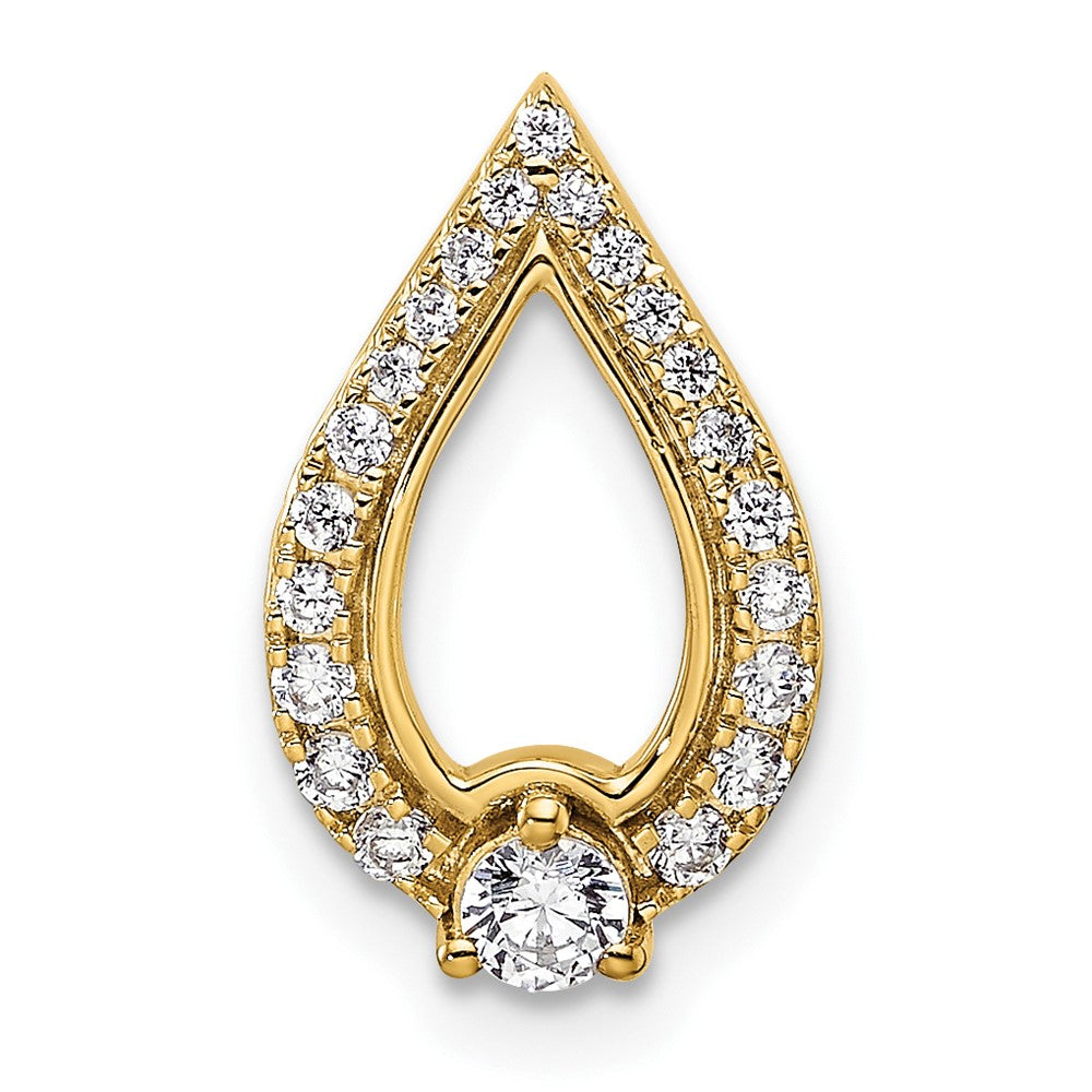 14K Yellow Gold Polished 1/4 carat Diamond Teardrop Chain Slide