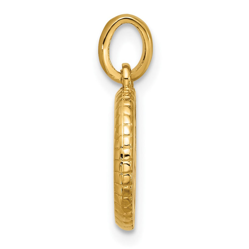14K Yellow Gold Red Enameled Fancy Pie Charm