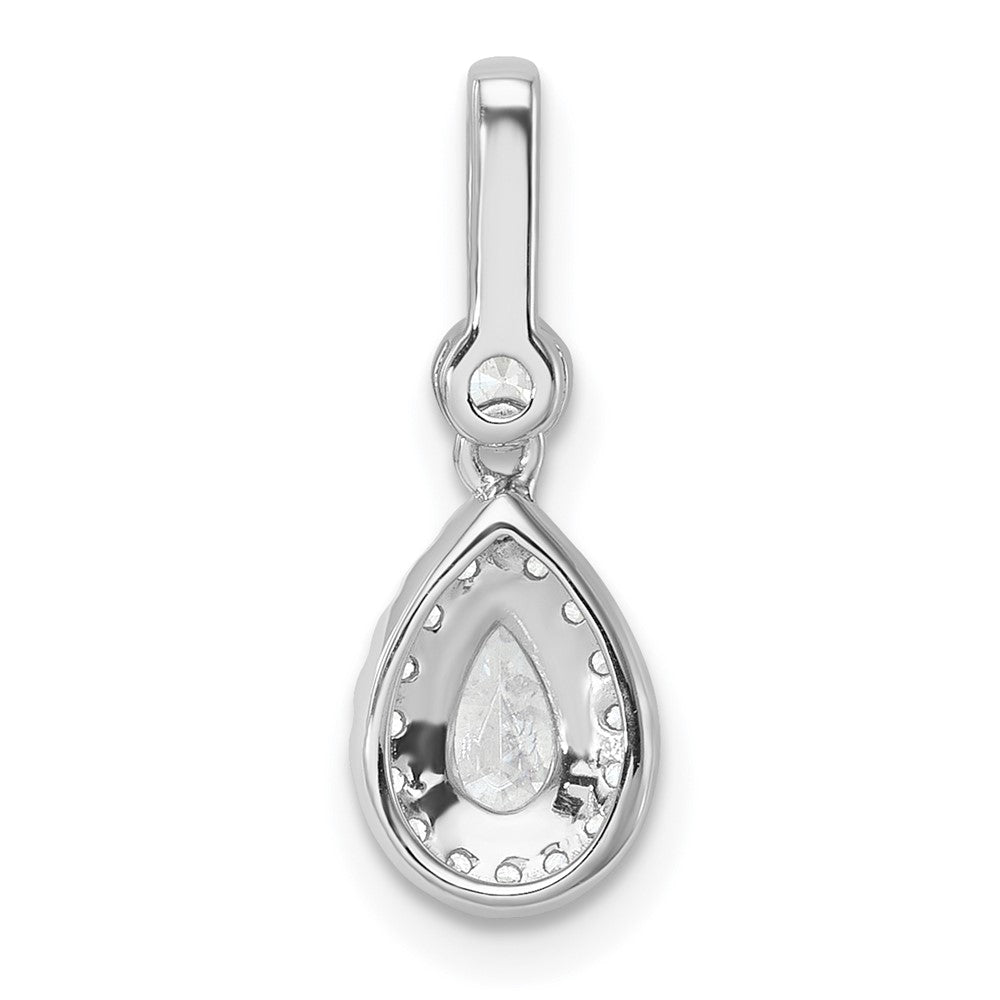 14K White Gold Lab Grown Diamond VS/SI+ G+ Halo Pear Semi-Mount Pendant