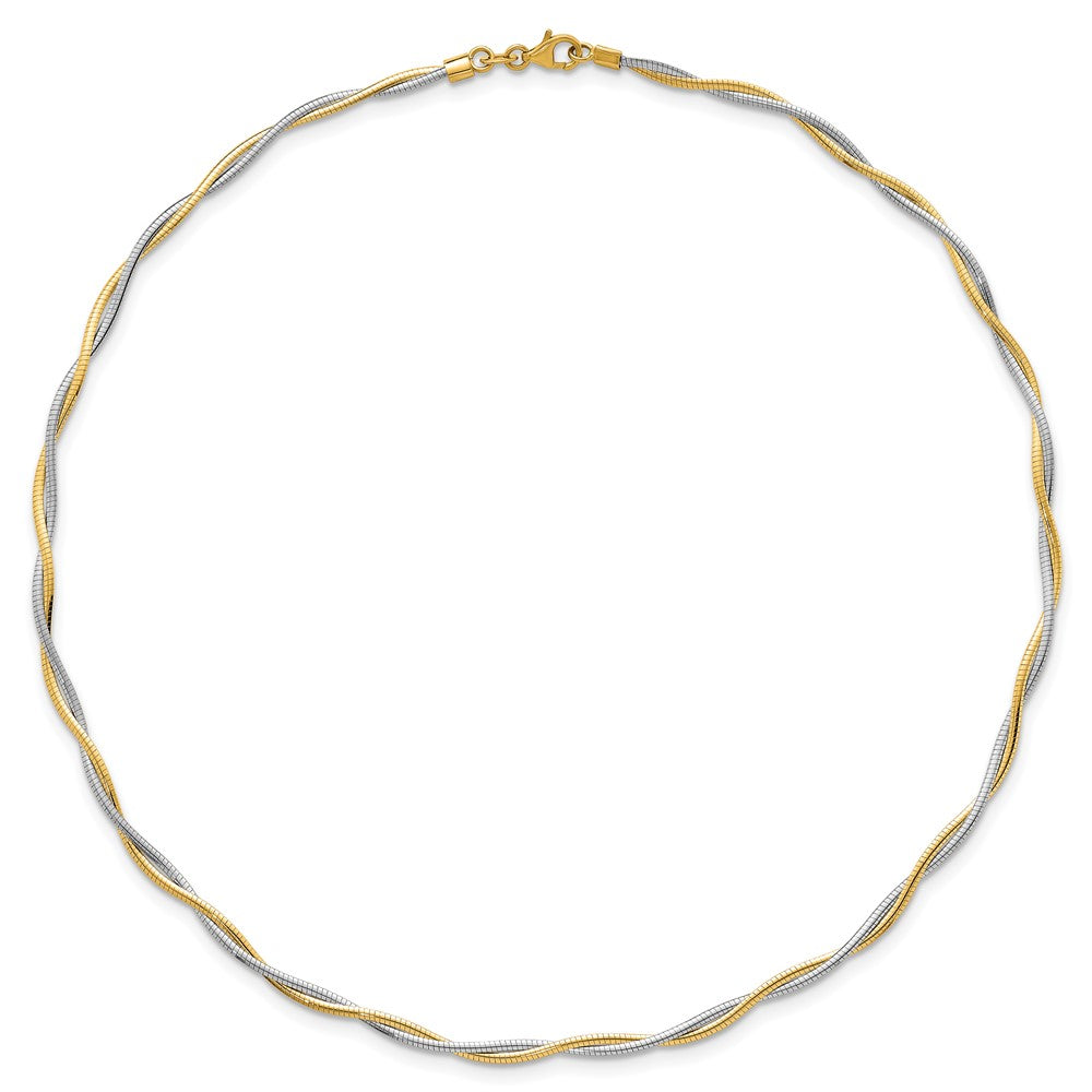 14K Two-Tone Gold Two-tone Polished Twisted Round Omega 17 Inch Necklace