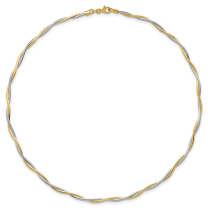 14K Two-Tone Gold Two-tone Polished Twisted Round Omega 17 Inch Necklace