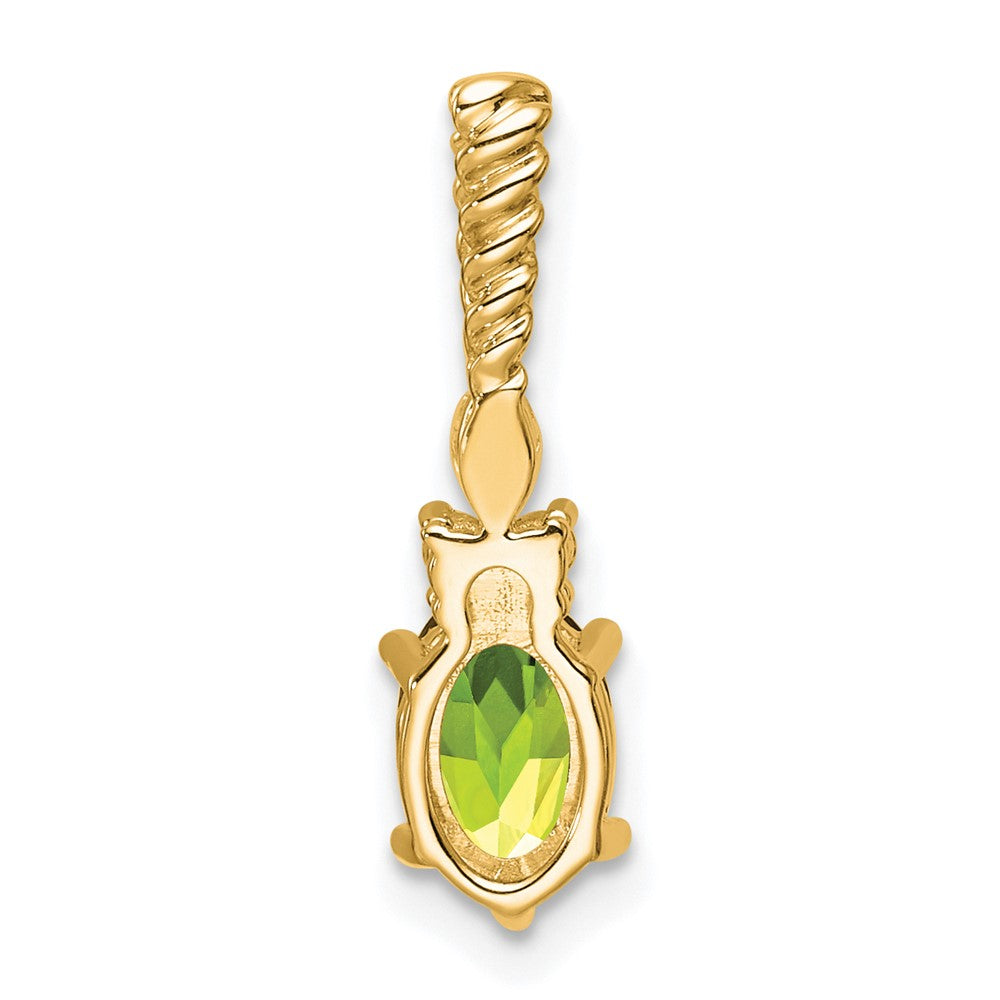 14K Yellow Gold Diamond and 7x5 Oval August/Peridot Twisted Chain Slide