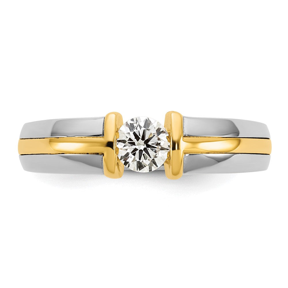 14K Two-Tone Gold .5ct Mens Wedding Band Ring