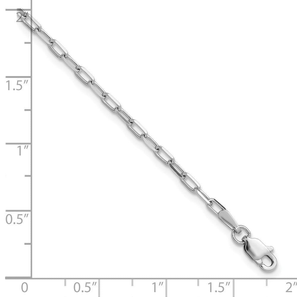 14K White Gold 2.1mm Solid Beveled Paperclip 10 Inch Chain