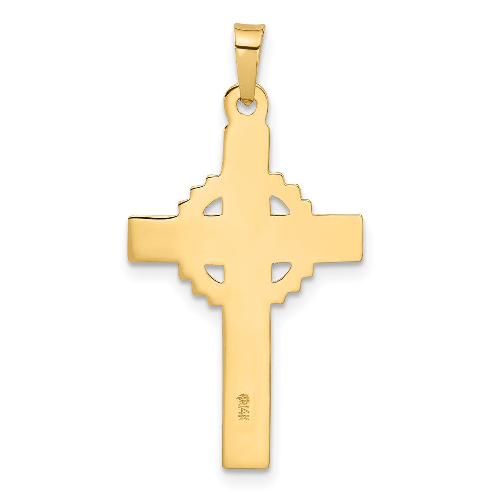 14K Two-Tone Gold Hollow INRI Iona Crucifix Pendent