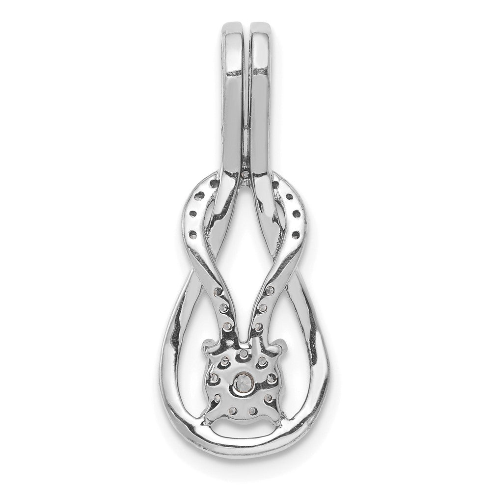 14K White Gold 1/6 carat Diamond Knot Slide Fits up to 2mm Regular/3mm Fancy or Reversible Omega